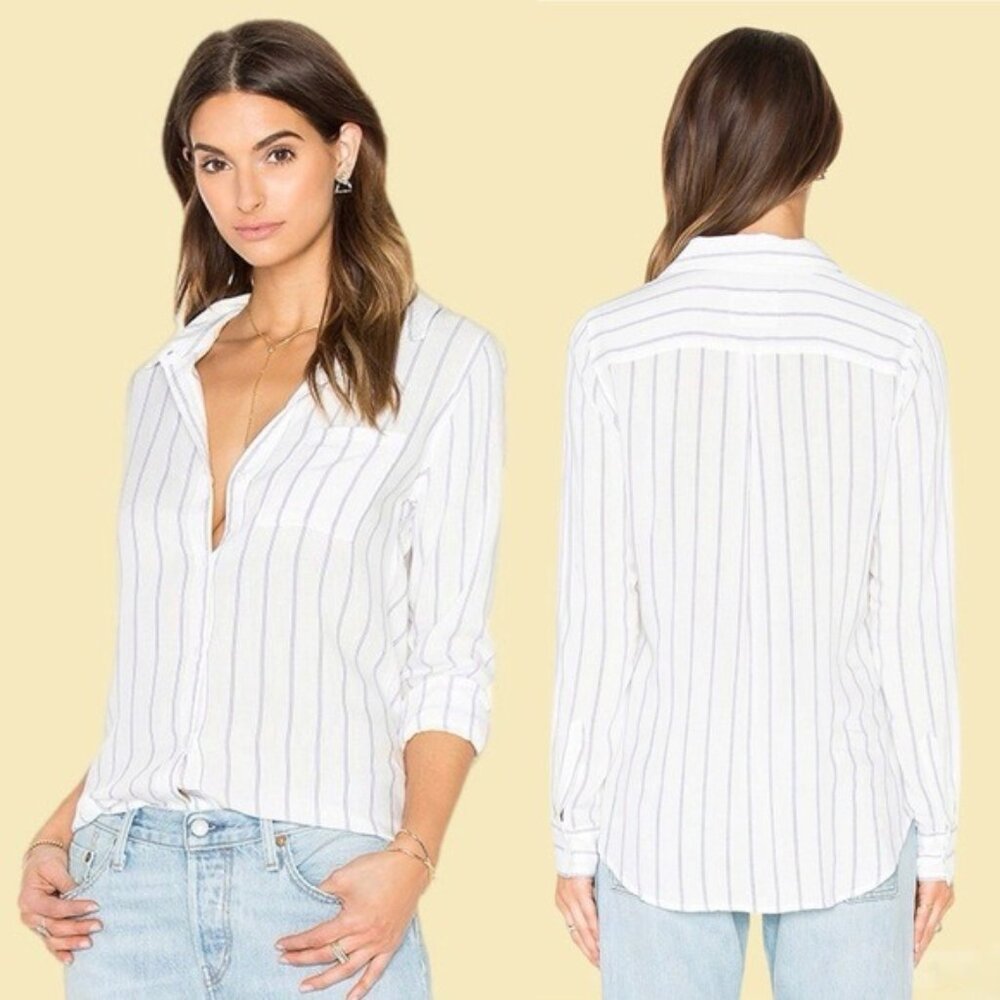 Rails Taylor Button Down White Blue Twin Stripe Size S